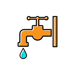 Hand wash flat icon, Water tap and water drop icon. Design template vector