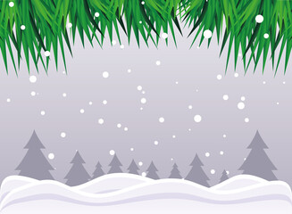 christmas banner with cute winter landscape