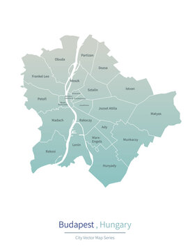 Budapest Map. vector map of major city in the Hungary.
