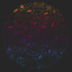 Christmas winter vector background with children. Kids vacation and sport.