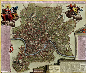 Antique map of   Rome, Italy
