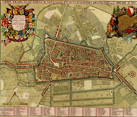 Antique map of  Sar-Louis, Saar river, Lorraine, Germany