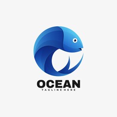 Vector Logo Illustration Ocean Gradient Colorful Style.