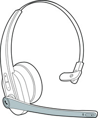Professional Headset with microphone Vector / Line Drawing. Icon, Logo, Design, Element
