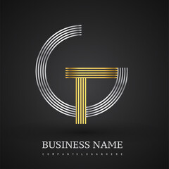 Letter GT logo design circle G shape. Elegant silver and gold colored, symbol for your business name or company identity.
