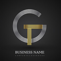 Letter GT logo design circle G shape. Elegant silver and gold colored, symbol for your business name or company identity.