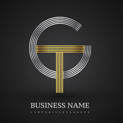 Letter GT logo design circle G shape. Elegant silver and gold colored, symbol for your business name or company identity.