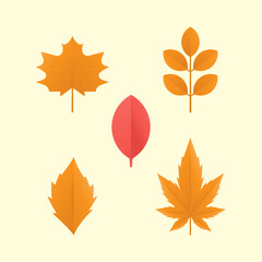 set of icons or autumn leaves elements. orange leaf or maple leaf.