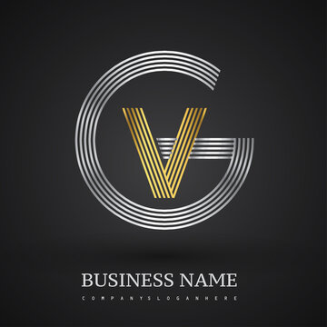 Letter GV logo design circle G shape. Elegant silver and gold colored, symbol for your business name or company identity.