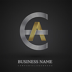 Letter EA logo design circle G shape. Elegant silver and gold colored, symbol for your business name or company identity.