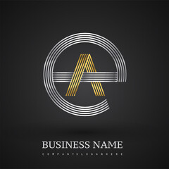 Letter AE logo design circle G shape. Elegant silver and gold colored, symbol for your business name or company identity.