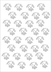 Patrón infantil de perros con collar sobre diferentes fondos, perro feliz, perritos, pequeño perrito sonriente, cachorritos tiernos