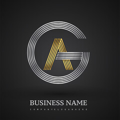 Letter GA logo design circle G shape. Elegant silver and gold colored, symbol for your business name or company identity.