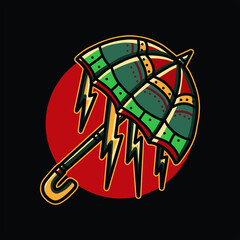 umbrella tattoo illustration vector design
