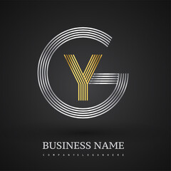Letter GY logo design circle G shape. Elegant silver and gold colored, symbol for your business name or company identity.
