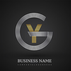 Letter YG logo design circle G shape. Elegant silver and gold colored, symbol for your business name or company identity.