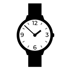 Wrist Watch. Vector illustration. Round classic design. Time in hours and minutes.