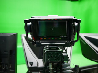 camera monitor of professional studio camera at TV station.