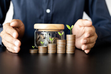 protect new business start-up,business development to success and growing growth concept