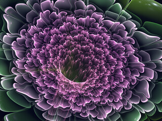Abstract fractal flower, computer-generated illustration.
