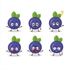 Cartoon character of blueberry with what expression