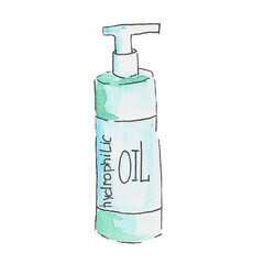 watercolor bottle of hydrophilic oil