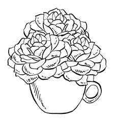 Rose in a ceramic Tea cup vector illustration