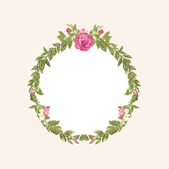 Vintage pink and green floral frame with beautiful wedding card & invitation card template