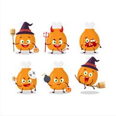 Halloween expression emoticons with cartoon character of chicken thighs