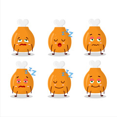 Cartoon character of chicken thighs with sleepy expression