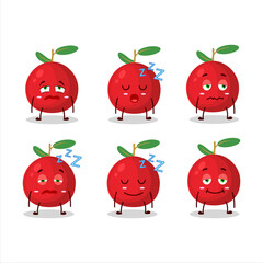 Cartoon character of cranberry with sleepy expression