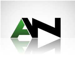 AN company linked letter logo icon green and black