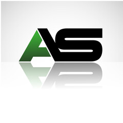 AS company linked letter logo icon green and black