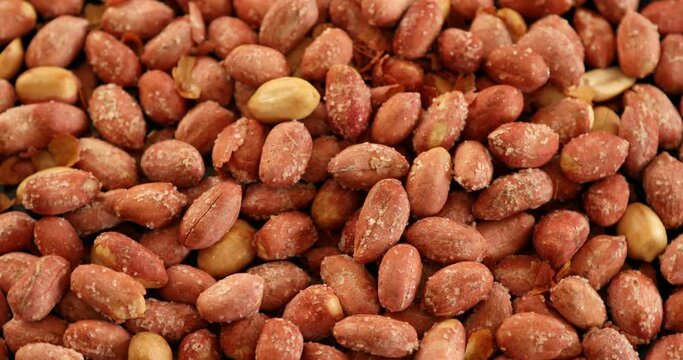 Salted peanut rotating close up shot