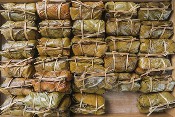 Thai dessert, Boiled rice thai dessert​ made with glutinous rice and coconut milk with banana.