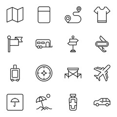 Travel set line icons