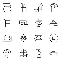 Travel set line icons
