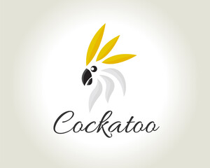 abstract white head cockatoo, parrot logo symbol design illustration