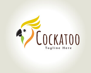 Abstract head cockatoo, parrot bird logo symbol design illustration