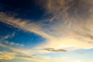 colorful dramatic sky with cloud at sunset