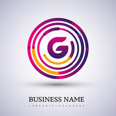 Letter G vector logo symbol in the colorful circle thin line. Design for your business or company identity.