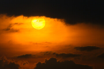 colorful dramatic sky with cloud at sunset