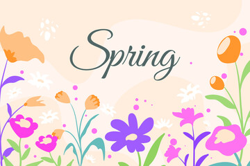 Summer Tropical Floral Background, simple and trendy with flat style
