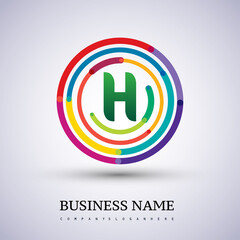 Letter H vector logo symbol in the colorful circle thin line. Design for your business or company identity.