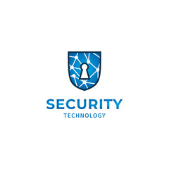 Security shield and technology logo icon
