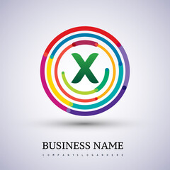 Letter X vector logo symbol in the colorful circle thin line. Design for your business or company identity