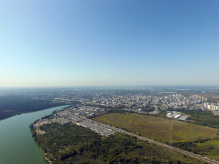 Aerial view of the saburb landscape (drone image). Near Kiev