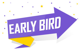 Early Bird, Sale banner design template, discount tag, promotion app icon, vector illustration