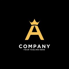 Letter A Crown Logo Luxury gold Template Stock Vector