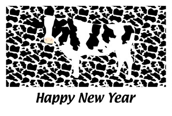 2021年丑年年賀状-ホルスタイン・乳牛柄背景